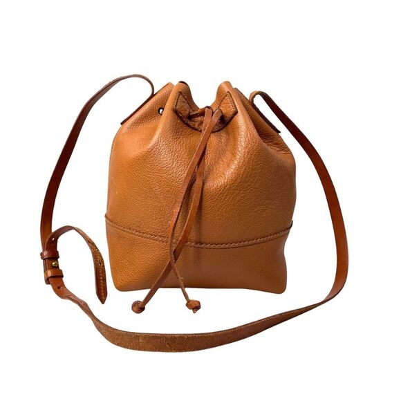 NEW‎ J. CREW leather downing bucket bag Cognac brown - Picture 1 of 12